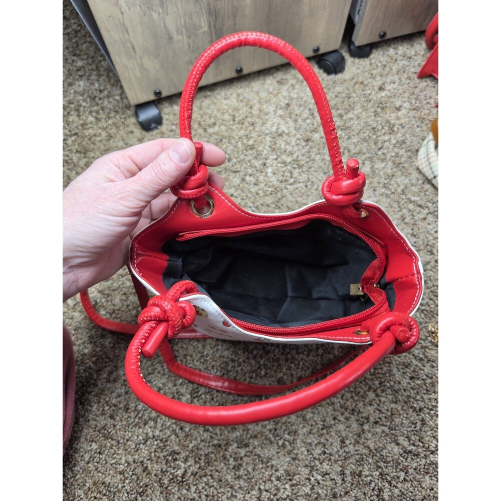 Hello Kitty Cherry Print Adjustable Shoulder Bag, White Red Pink - Picture 4 of 5